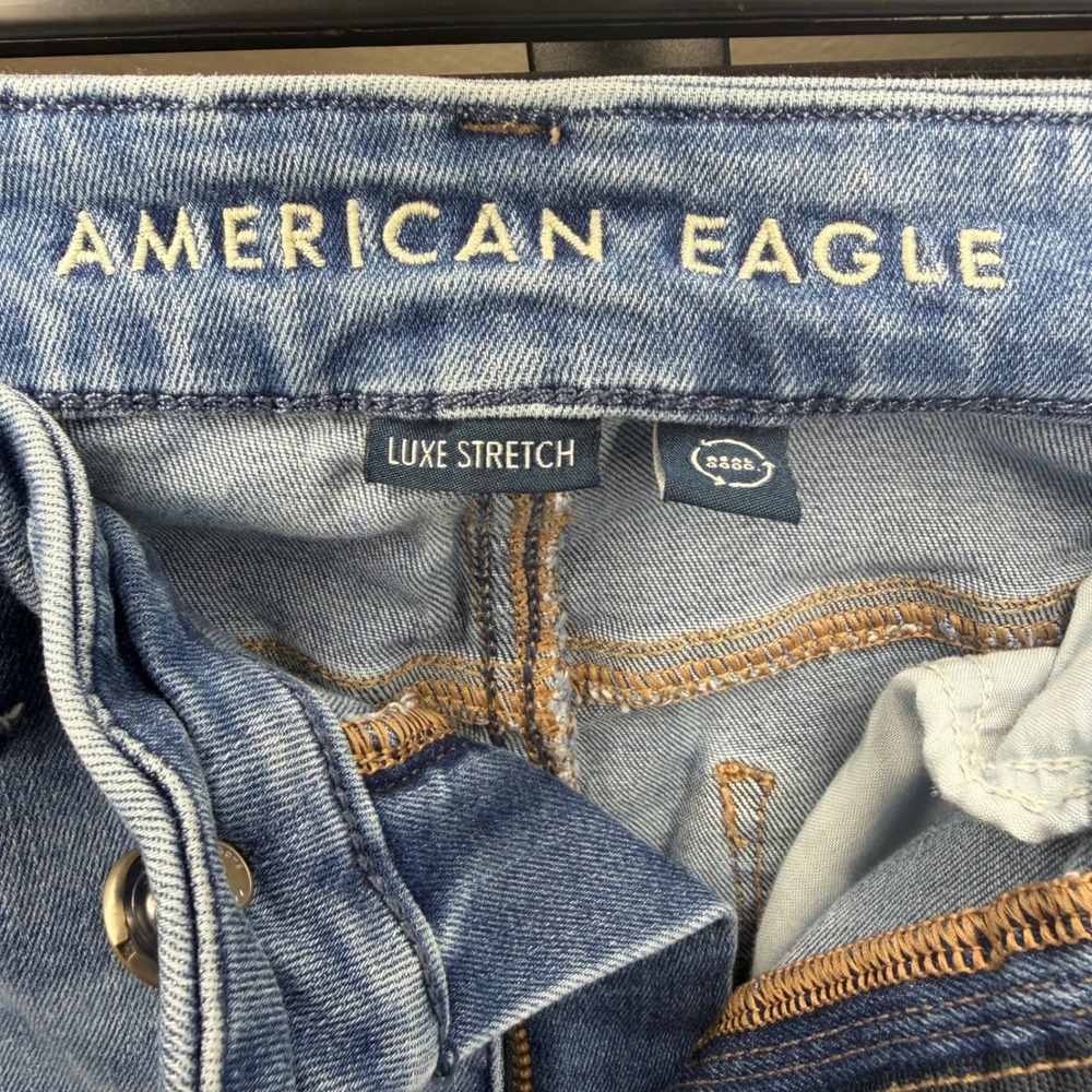 American Eagle Luxe Stretch Jeans Women Medium Short Light Blue High Rise Skinny - Picture 6 of 11